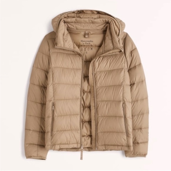 Abercrombie & Fitch Lightweight Packable Puffer Jacket Removable Hood Zip Small - Picture 1 of 10
